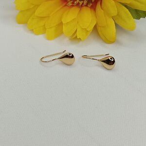 925 Sterling Silver Gold Plated Teardrop Hollow Drop Hook Earrings